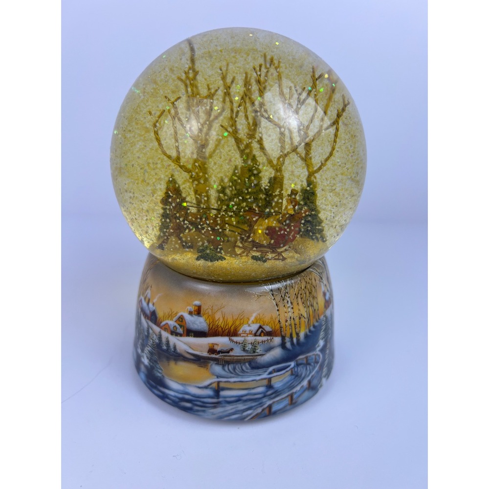 Vintage 2005 Sleigh Ride Musical Snow Globe "we wish you a merry Christmas"